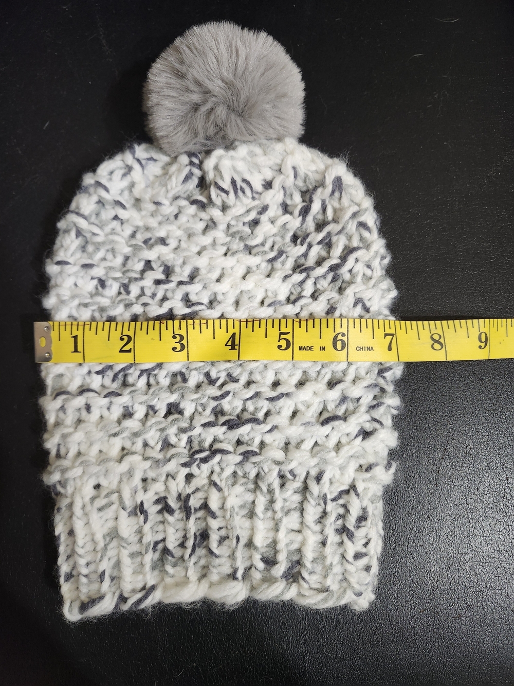 Cozy Grey Pom Pom Knit Beanie - Kids - Picture 3 of 4